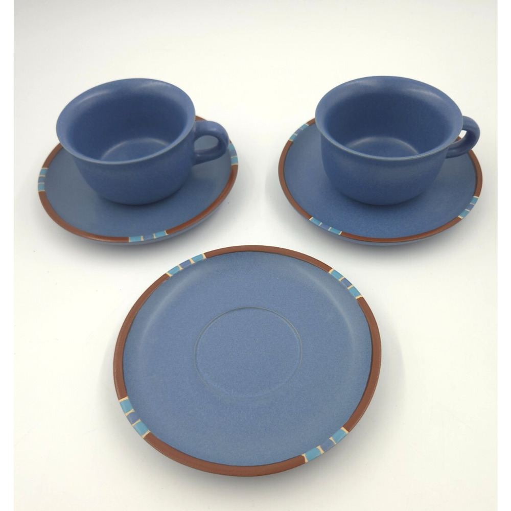 3 pcs Dansk Mesa Sky Blue Cup & Saucer 2 Sets 1 Saucer